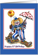 Clown, 8th Birthday card