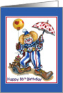 Clown, 80th Birthday card