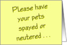 Funny Spayed or Neutered Pets card