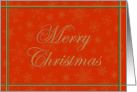 Elegant gold merry christmas on red background with snowflakes card