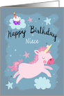 Happy Birthday Niece Magical Unicorn and Cupcake Card