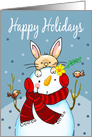Happy Holidays Snowman and Friends in Snow Card