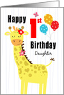 Happy First Birthday Daughter Girly Giraffe Card