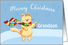 Meowy Christmas Grandson Cute Cat Holiday Card