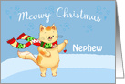 Meowy Christmas Nephew Cute Cat Holiday Card