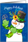 Happy Holidays Magical Snowman and Snowflake Card