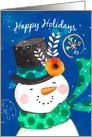 Warm Wishes Christmas Snowman and Snowflake Card