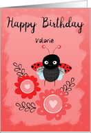 Happy Birthday Sweet Lady Bug Custom Name Card
