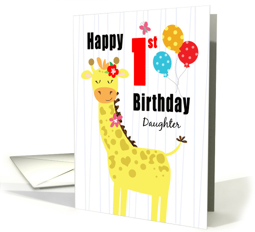 Happy First Birthday Daughter Girly Giraffe card (1580224)