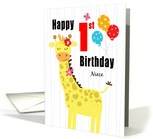Happy First Birthday Niece Girly Giraffe card (1580228)