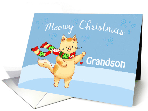 Meowy Christmas Grandson Cute Cat Holiday card (1580232)