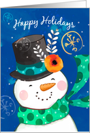 Warm Wishes Christmas Snowman and Snowflake Card