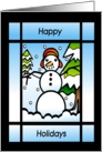 Happy Holidays Stained Glass Snowman card