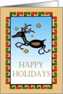 Happy Holidays Flying Reindeer Blank Card