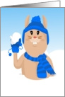 Snow Bunny in Blue Blank Card