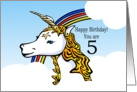 Unicorn Rainbow Happy 5th Birthday (blank card) card