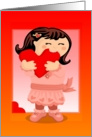 NIbbling Heart Girl Valentine card