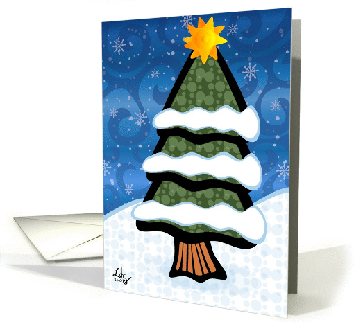 Winter Night Christmas Tree card (117487)