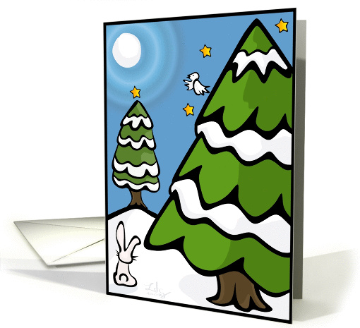 Winter Night Christmas Tree card (117489)