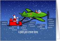 Female pilot towing Santa card