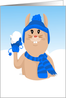 Snow Bunny in Blue Blank Card