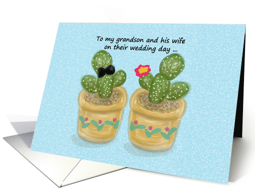 Congratulations Grandson Succulent Wedding card (1569442)