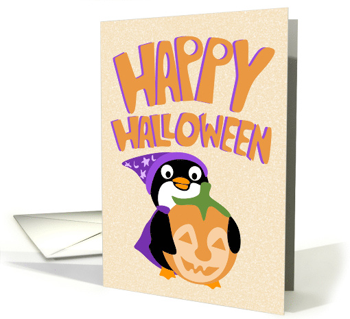 Witchy Pumpkin Penguin Halloween card (1700394)