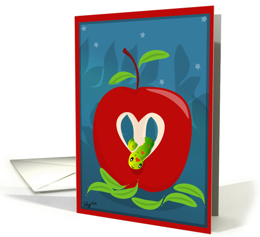 Love you to the Core! Valentine Love Apple and Worm card (355631)