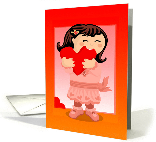 NIbbling Heart Girl Valentine card (365508)