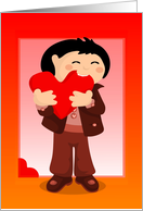 NIbbling Heart Boy Valentine card