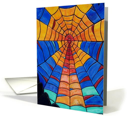 Mosaic Birthday Sunset thru a Spiderweb card (60061)