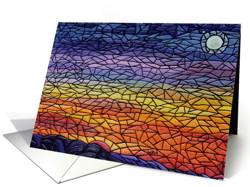 Mosaic BLANK INSIDE Sunset card (60576)