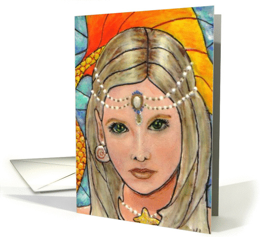 Mosaic BLANK INSIDE mermaid card (60620)