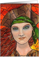 Mosaic BLANK INSIDE Pirate Girl card