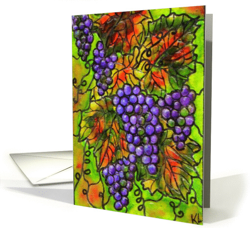 Mosaic BLANK INSIDE grapes card (61018)