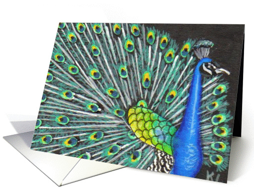 Mosaic BLANK INSIDE Peacock card (61140)