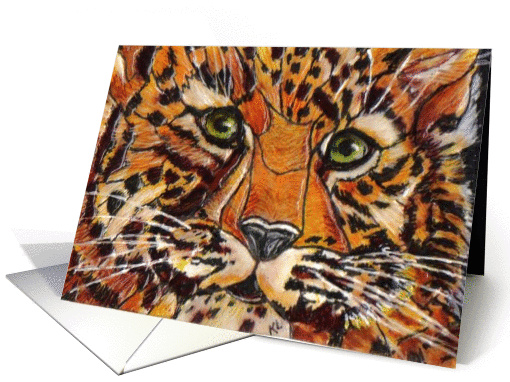 Mosaic BLANK INSIDE leopard cub card (61218)