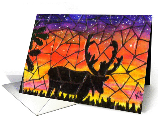Mosaic BLANK INSIDE moose card (61956)