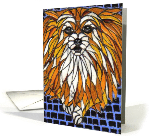 Mosaic BLANK INSIDE pomeranian card (62150)