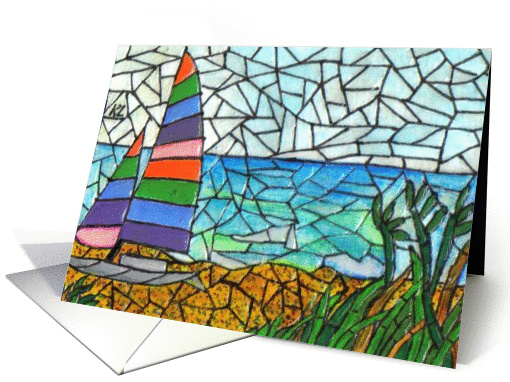 Mosaic BLANK INSIDE seashore card (62278)