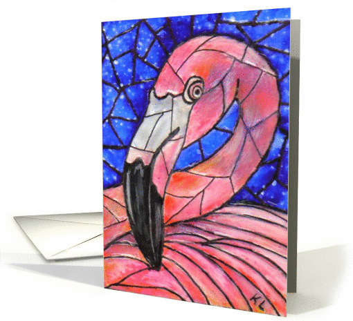 BLANK INSIDE flamingo card (64090)
