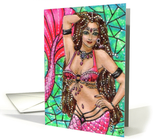 BLANK INSIDE Belly Dancer Mermaid card (64104)