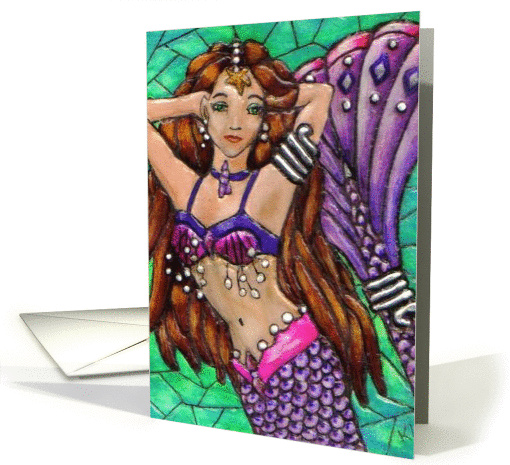 BLANK INSIDE Belly Dancer Mermaid card (64106)
