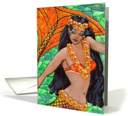 BLANK INSIDE Hawaiian Mermaid card (64108)
