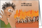 Funny birthday cake with 80 candles. card