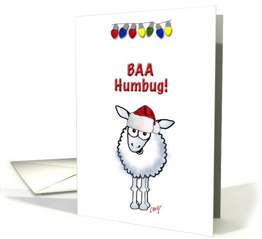 Season's Greetings! Sheep Santa hat BAA Humbug card (535657)