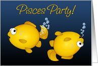 Fish Pisces birthday party invitation cartoon goldfish humorous card
