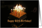 60th birthday burning candles cake card