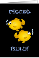 Pisces rule cartoon goldfish humorous card