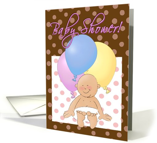 Baby shower invitation cartoon! Baby with balloons. card (625291)